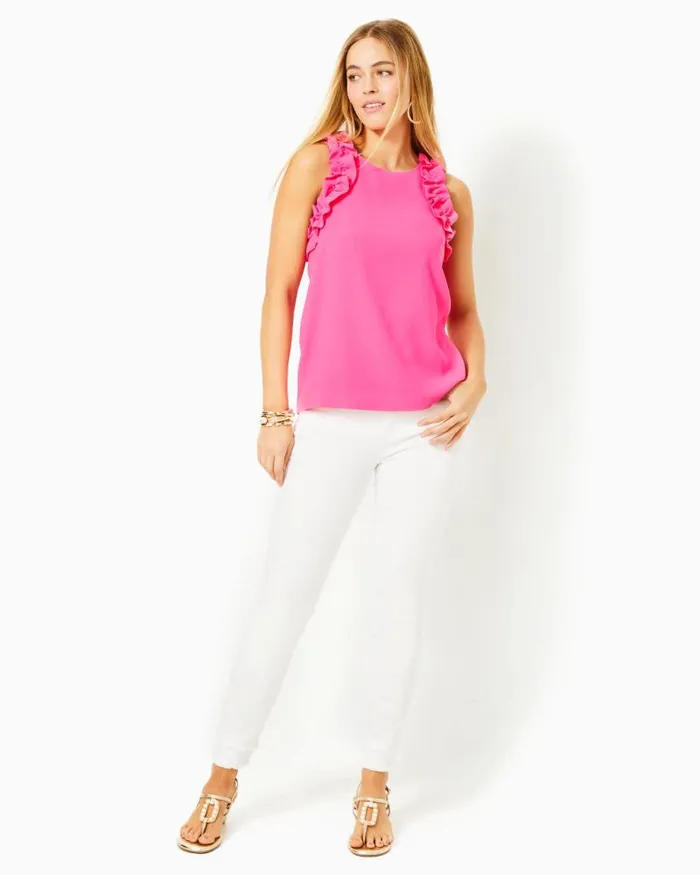 Women Tops Lilly Pulitzer Kailee Sleeveless Ruffle Top Resort White Pb Anniversary Toile Women Tops Lilly Pulitzer Kailee Sleeveless Ruffle Top Resort White Pb Anniversary Toile