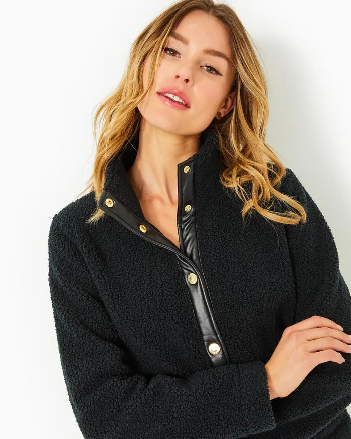 Women Tops Lilly Pulitzer Kamey Sherpa Jacket Onyx Women Tops Lilly Pulitzer Kamey Sherpa Jacket Onyx