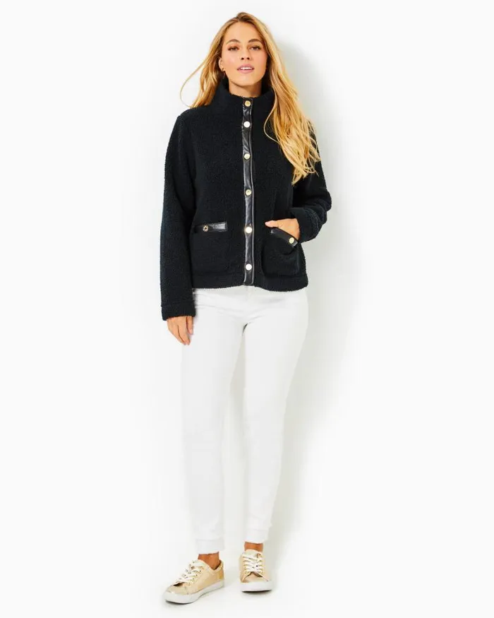 Women Tops Lilly Pulitzer Kamey Sherpa Jacket Onyx Women Tops Lilly Pulitzer Kamey Sherpa Jacket Onyx