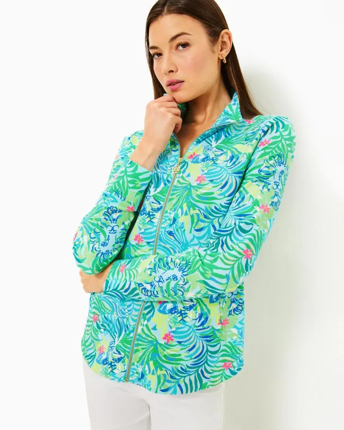 Women Tops Lilly Pulitzer UPF 50 Leona ZipUp Jacket Multi Bahamas Beachcomber