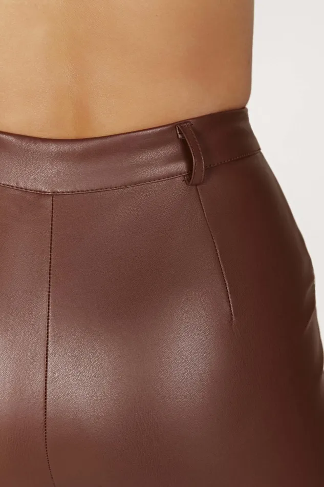 Women Tyra Straight Leg Faux Leather Pants 8211 Chocolate Chocolate Meshki Pants