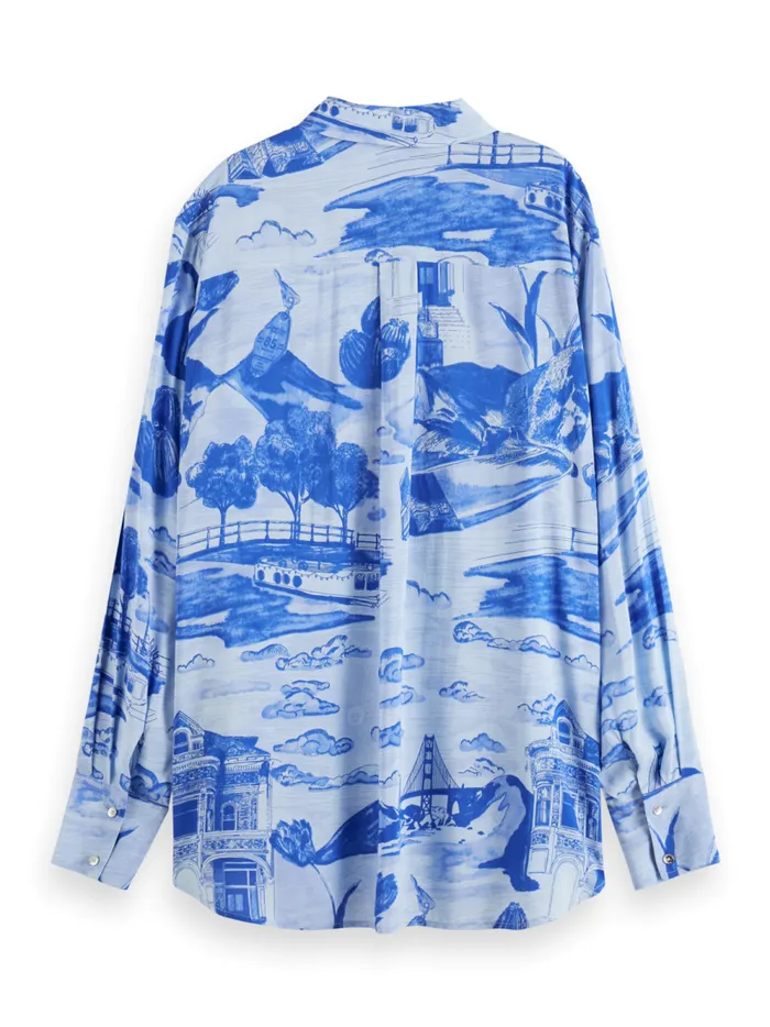 Women VISCOSE PRINTED RELAXED FIT SHIRT Poetry Leopard Military Scotch and Soda Tops and TShirts