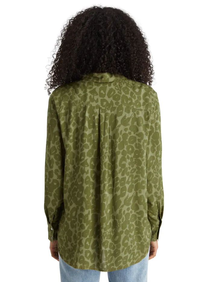 Women VISCOSE PRINTED RELAXED FIT SHIRT Poetry Leopard Military Scotch and Soda Tops and TShirts