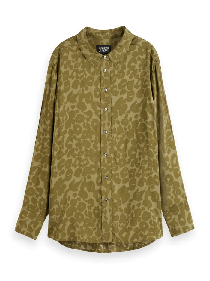 Women VISCOSE PRINTED RELAXED FIT SHIRT Poetry Leopard Military Scotch and Soda Tops and TShirts