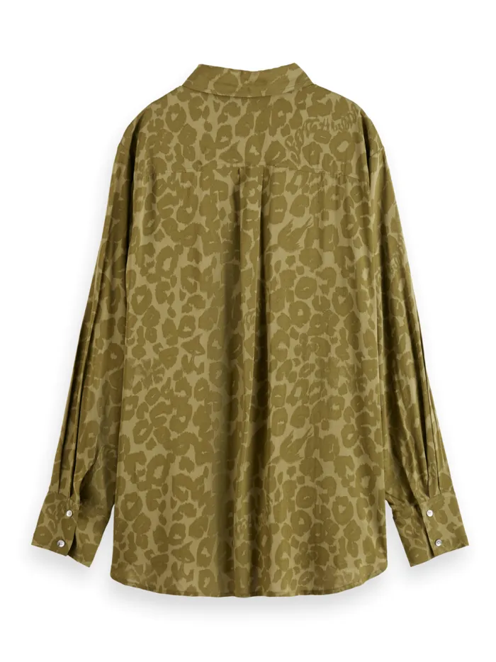 Women VISCOSE PRINTED RELAXED FIT SHIRT Poetry Leopard Military Scotch and Soda Tops and TShirts