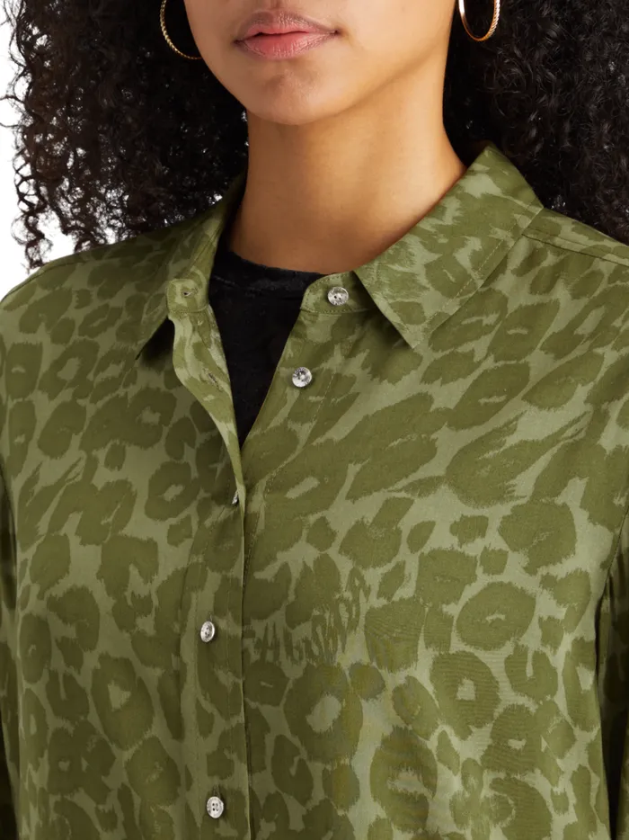 Women VISCOSE PRINTED RELAXED FIT SHIRT Poetry Leopard Military Scotch and Soda Tops and TShirts