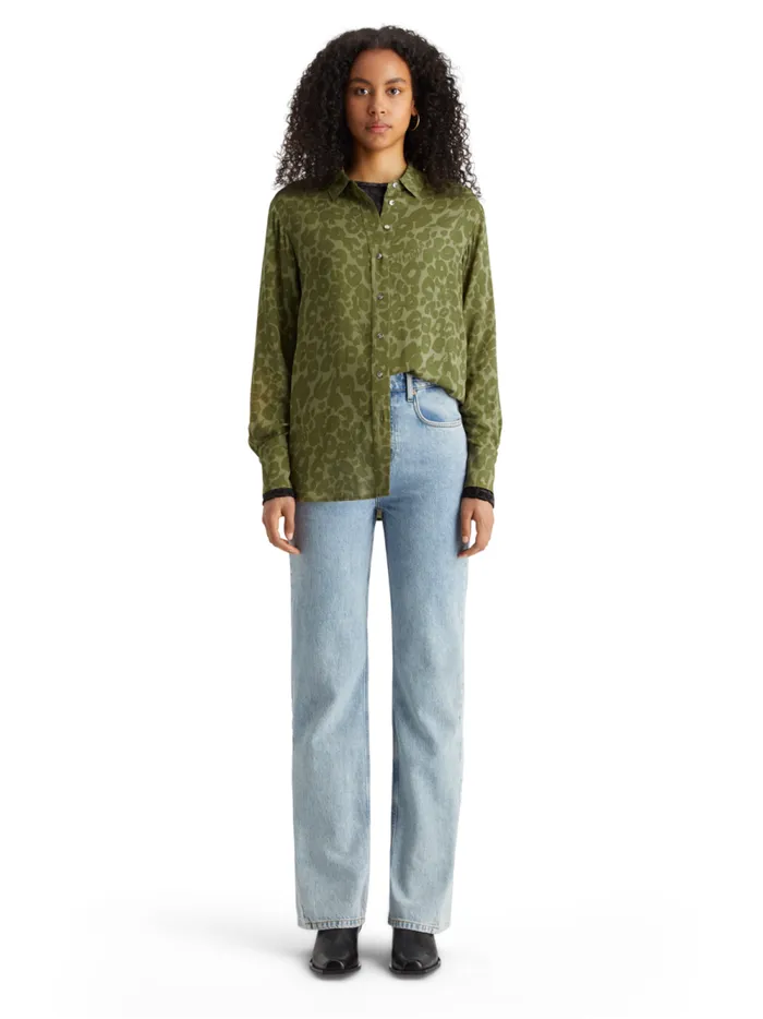 Women VISCOSE PRINTED RELAXED FIT SHIRT Poetry Leopard Military Scotch and Soda Tops and TShirts