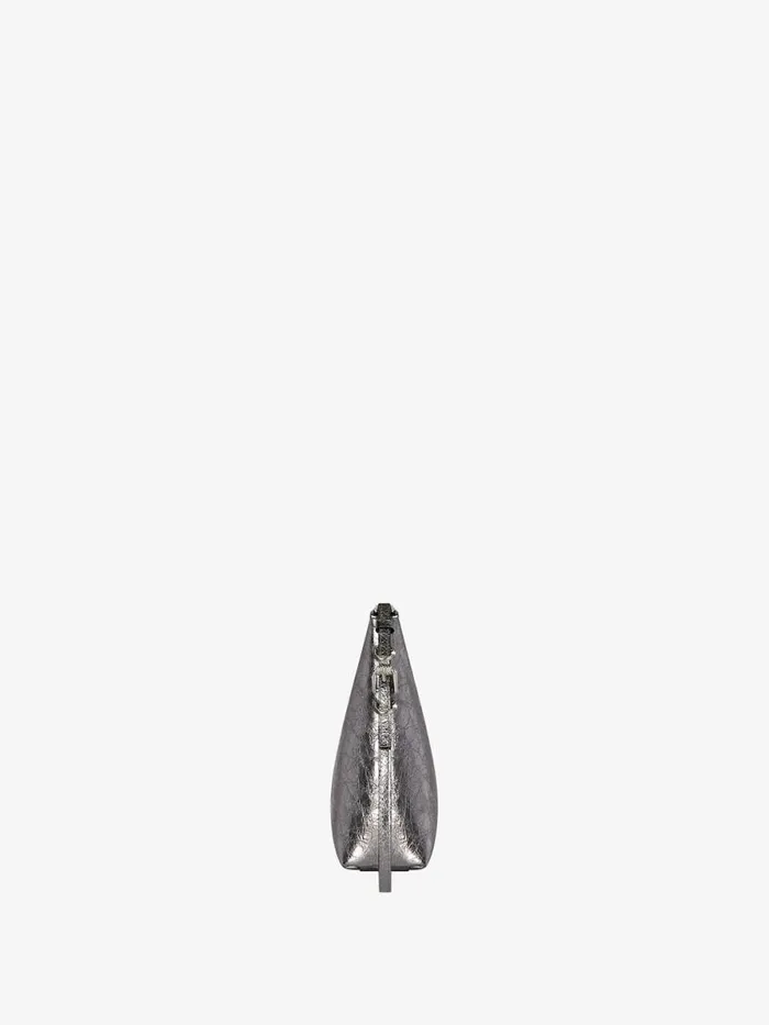 Women Wallets and Card Holders Givenchy Voyou Pouch In Laminated Leather Silvery Grey