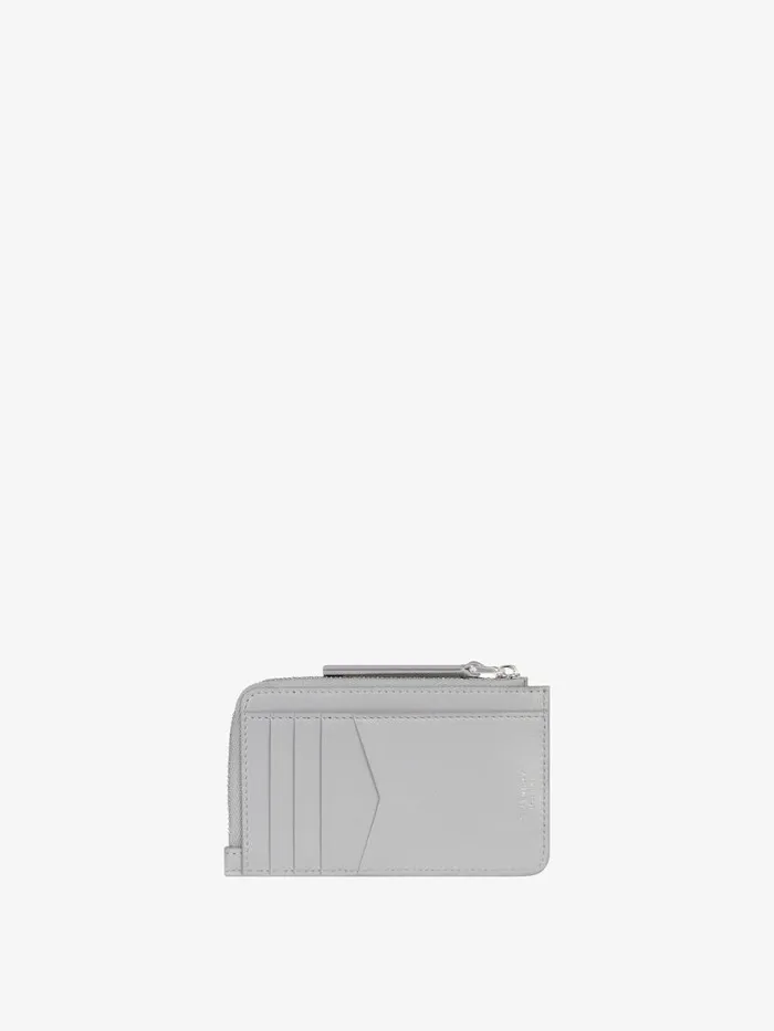 Women Wallets and Card Holders Givenchy Voyou Zipped Card Holder In Leather Light Grey Women Wallets and Card Holders Givenchy Voyou Zipped Card Holder In Leather Light Grey