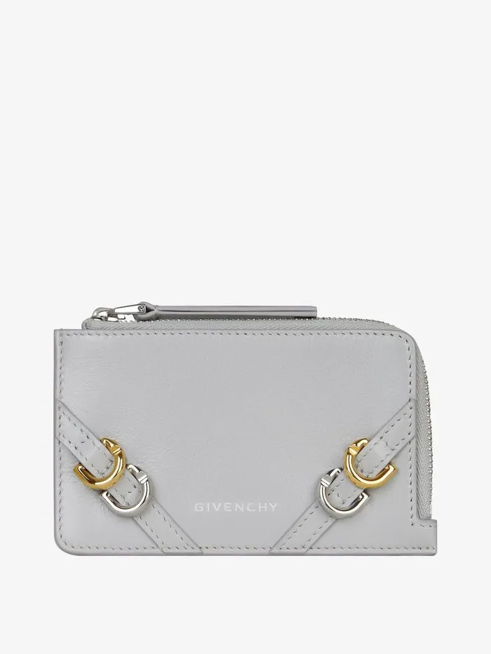 Women Wallets and Card Holders Givenchy Voyou Zipped Card Holder In Leather Light Grey Women Wallets and Card Holders Givenchy Voyou Zipped Card Holder In Leather Light Grey