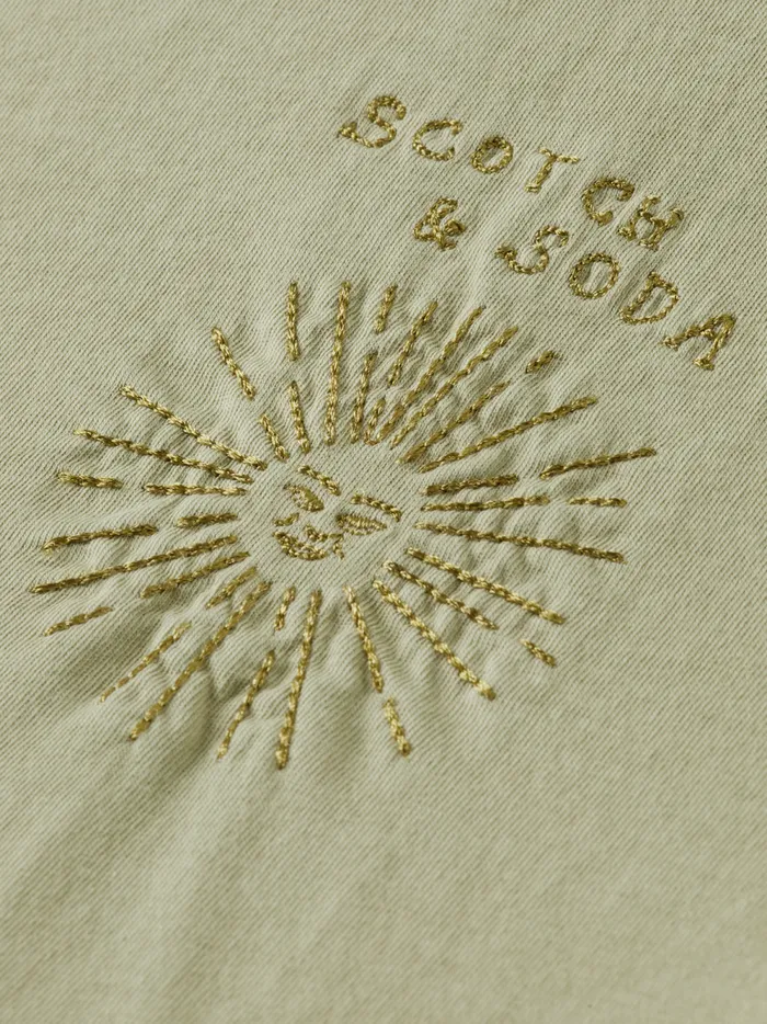 Women WASHED WITH CHEST ARTWORK RELAXED FIT TSHIRT Washed Sage Scotch and Soda Tops and TShirts Women WASHED WITH CHEST ARTWORK RELAXED FIT TSHIRT Washed Sage Scotch and Soda Tops and TShirts