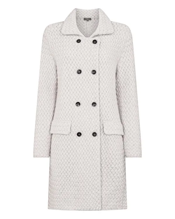Women Women039s Basketweave Double Breasted Cashmere CoatIn Pebble Grey Pebble Grey NPeal Coats and Jackets