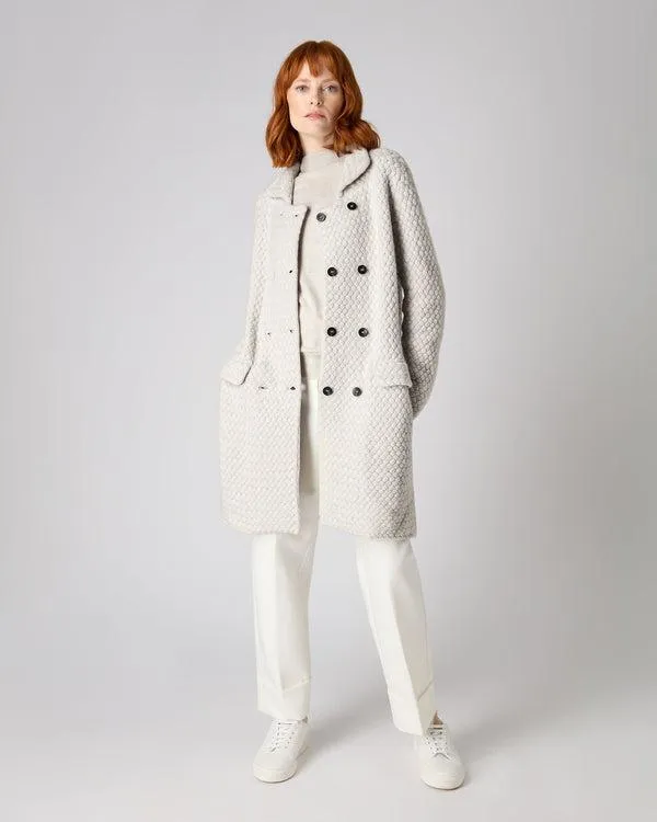 Women Women039s Basketweave Double Breasted Cashmere CoatIn Pebble Grey Pebble Grey NPeal Coats and Jackets