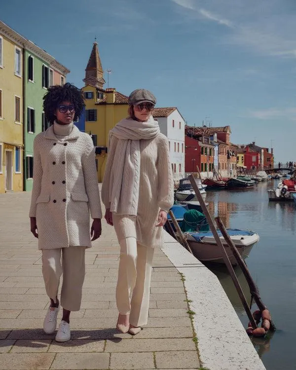 Women Women039s Basketweave Double Breasted Cashmere CoatIn Pebble Grey Pebble Grey NPeal Coats and Jackets