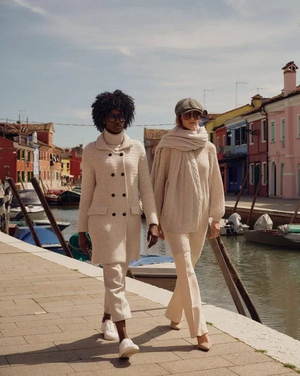 Women Women039s Basketweave Double Breasted Cashmere CoatIn Pebble Grey Pebble Grey NPeal Coats and Jackets