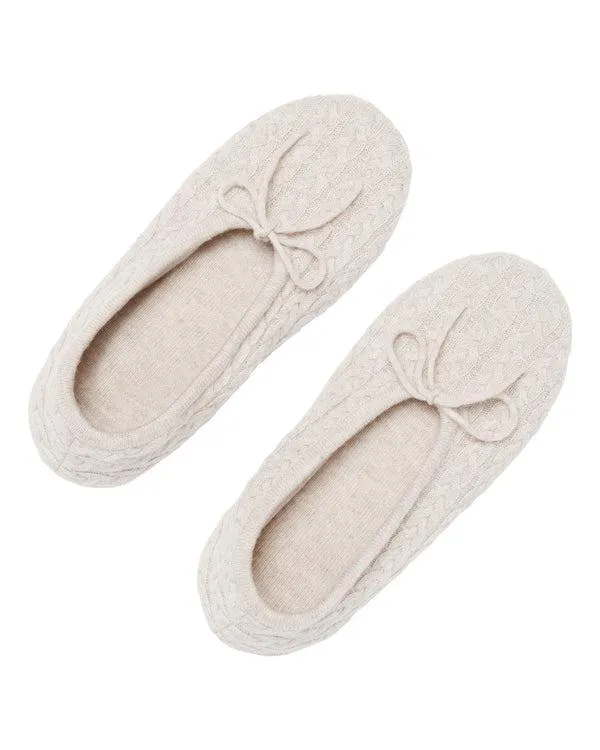 Women Women039s Cable Cashmere SlippersIn Ecru White Ecru White NPeal Slippers and Socks