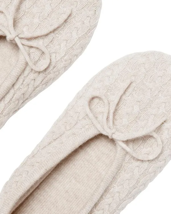 Women Women039s Cable Cashmere SlippersIn Ecru White Ecru White NPeal Slippers and Socks