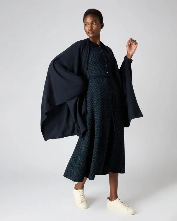 Women Women039s Cashmere Knitted CapeIn Navy Blue Navy Blue NPeal Capes and Ponchos