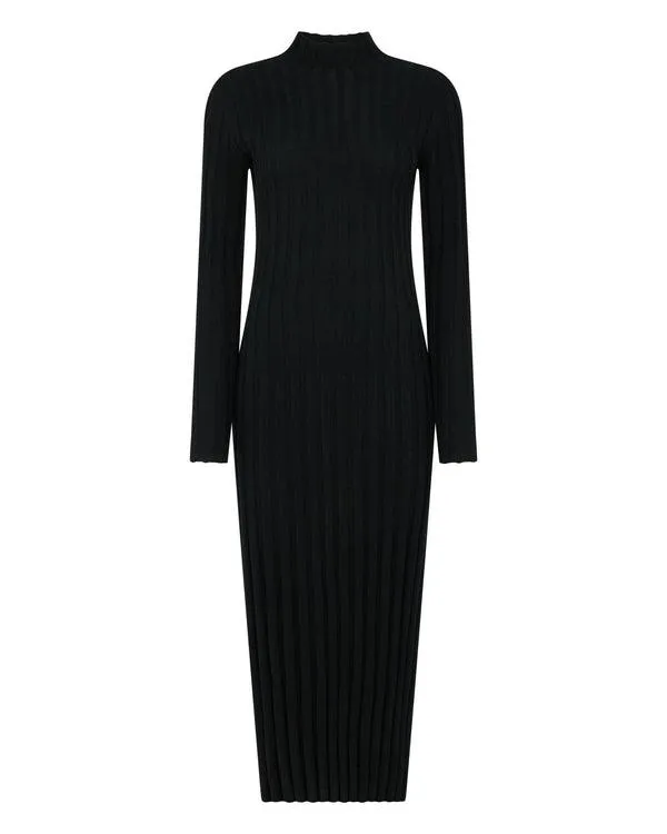 Women Women039s Long Ribbed Cashmere DressIn Black Black NPeal Dresses and Skirts