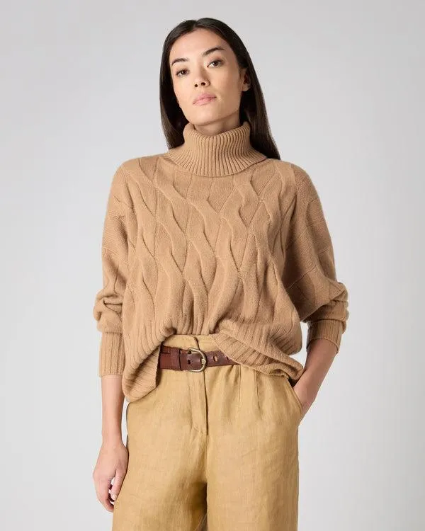 Women Women039s Relaxed Cable Turtle Neck Cashmere SweaterIn Sahara Brown Sahara Brown NPeal Turtle Necks Women Women039s Relaxed Cable Turtle Neck Cashmere SweaterIn Sahara Brown Sahara Brown NPeal Turtle Necks