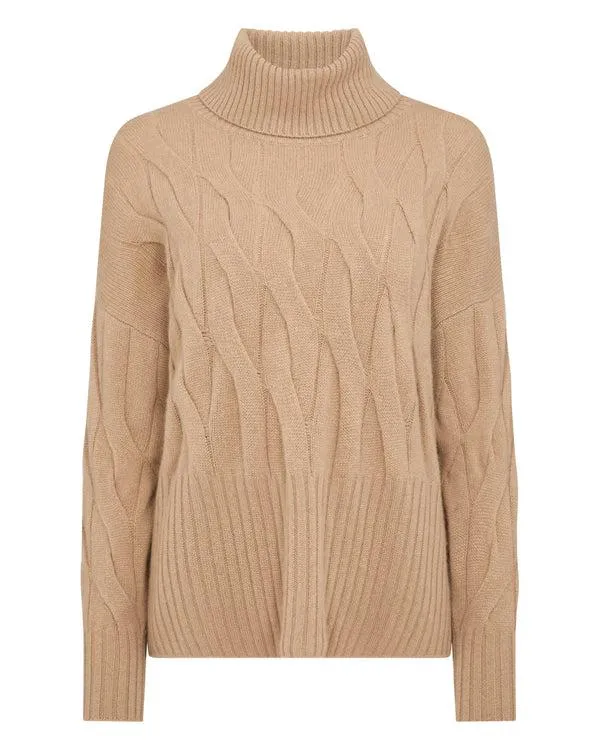 Women Women039s Relaxed Cable Turtle Neck Cashmere SweaterIn Sahara Brown Sahara Brown NPeal Turtle Necks