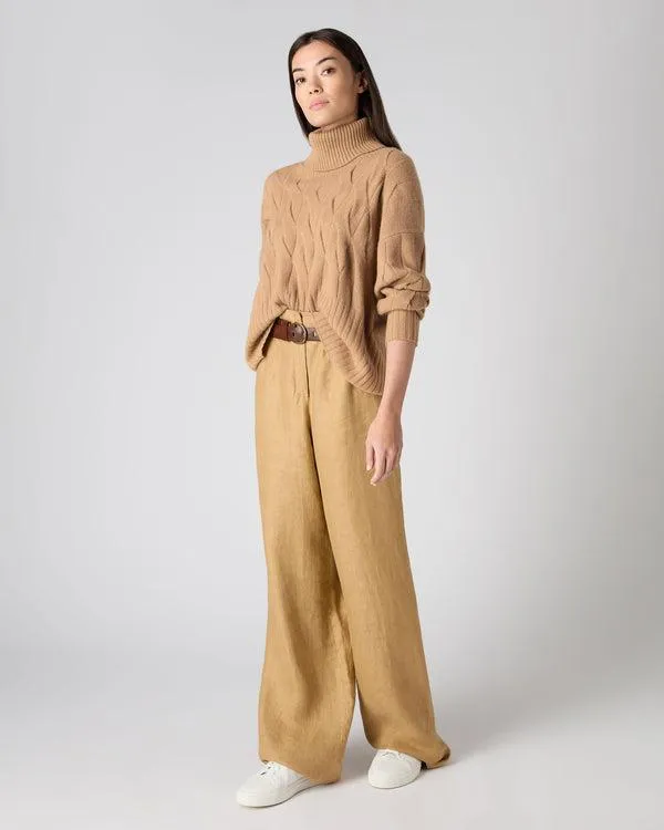 Women Women039s Relaxed Cable Turtle Neck Cashmere SweaterIn Sahara Brown Sahara Brown NPeal Turtle Necks