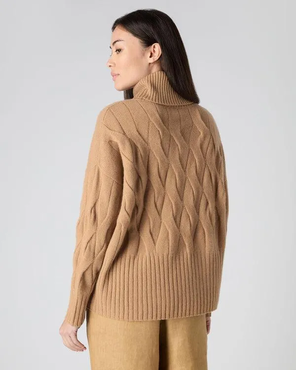 Women Women039s Relaxed Cable Turtle Neck Cashmere SweaterIn Sahara Brown Sahara Brown NPeal Turtle Necks