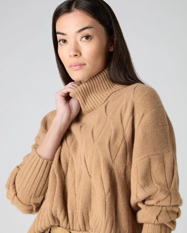 Women Women039s Relaxed Cable Turtle Neck Cashmere SweaterIn Sahara Brown Sahara Brown NPeal Turtle Necks