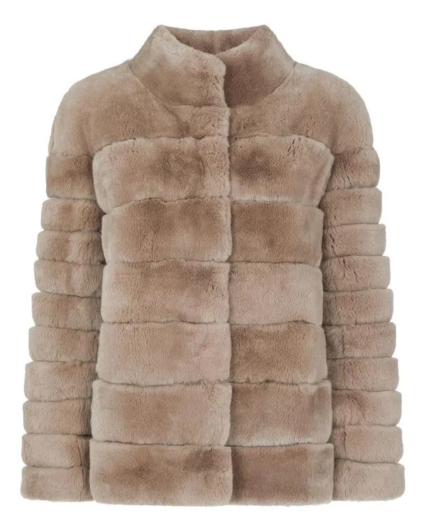 Women Women039s Rex Fur Ribbed JacketIn Taupe Brown Taupe Brown NPeal Coats and Jackets