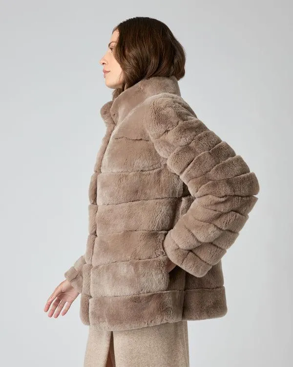 Women Women039s Rex Fur Ribbed JacketIn Taupe Brown Taupe Brown NPeal Coats and Jackets