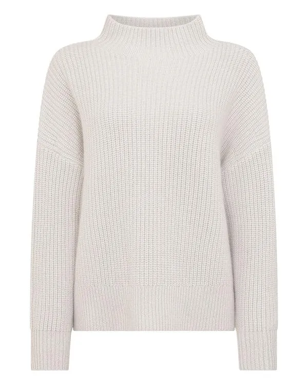 Women Women039s Rib Funnel Neck Sweater With LurexIn Snow Grey Sparkle Snow Grey Sparkle NPeal Turtle Necks