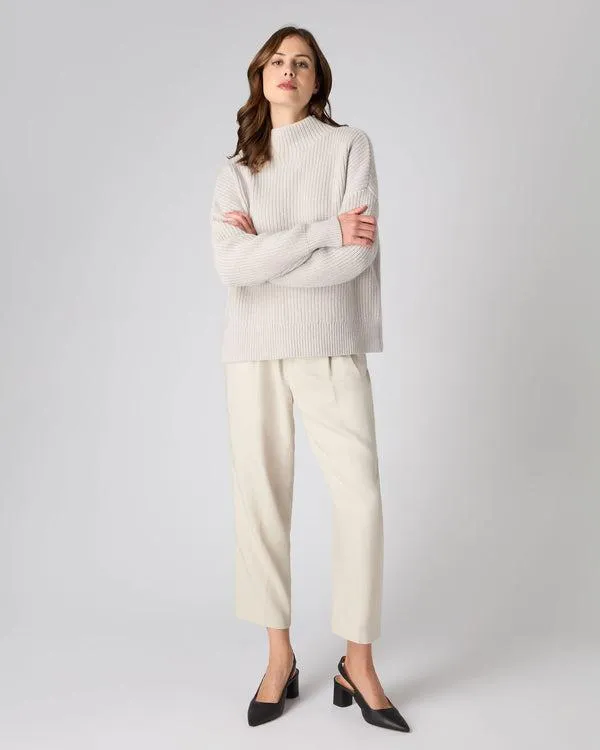 Women Women039s Rib Funnel Neck Sweater With LurexIn Snow Grey Sparkle Snow Grey Sparkle NPeal Turtle Necks
