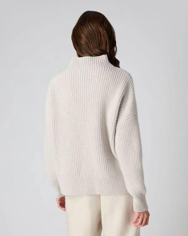 Women Women039s Rib Funnel Neck Sweater With LurexIn Snow Grey Sparkle Snow Grey Sparkle NPeal Turtle Necks