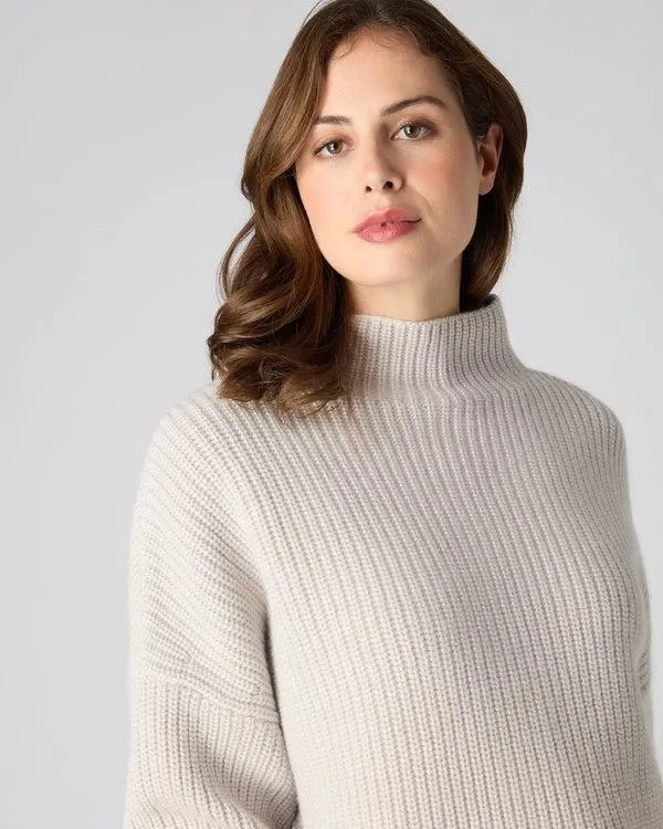 Women Women039s Rib Funnel Neck Sweater With LurexIn Snow Grey Sparkle Snow Grey Sparkle NPeal Turtle Necks