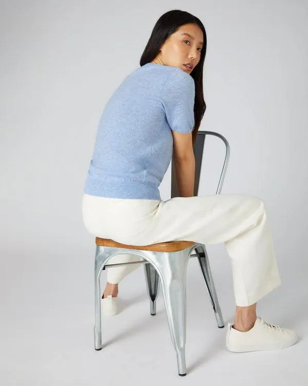 Women Women039s Round Neck Cashmere T ShirtIn Cornflower Blue Cornflower Blue NPeal Tops and Tshirts