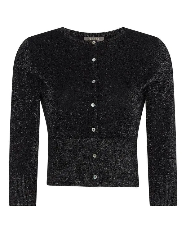 Women Women039s Superfine Cropped Cashmere Cardigan With LurexIn Black Sparkle Black Sparkle NPeal Cardigans