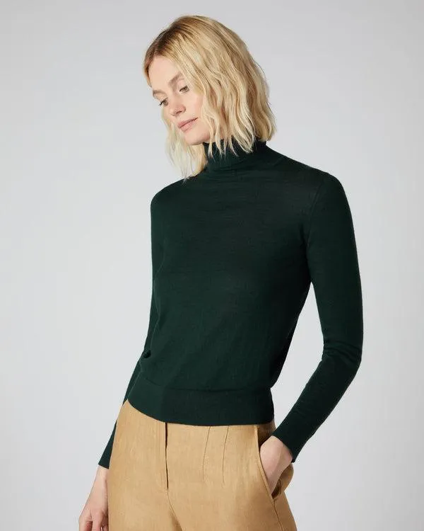 Women Women039s Superfine Turtle Neck Cashmere SweaterIn Midnight Green Midnight Green NPeal Turtle Necks