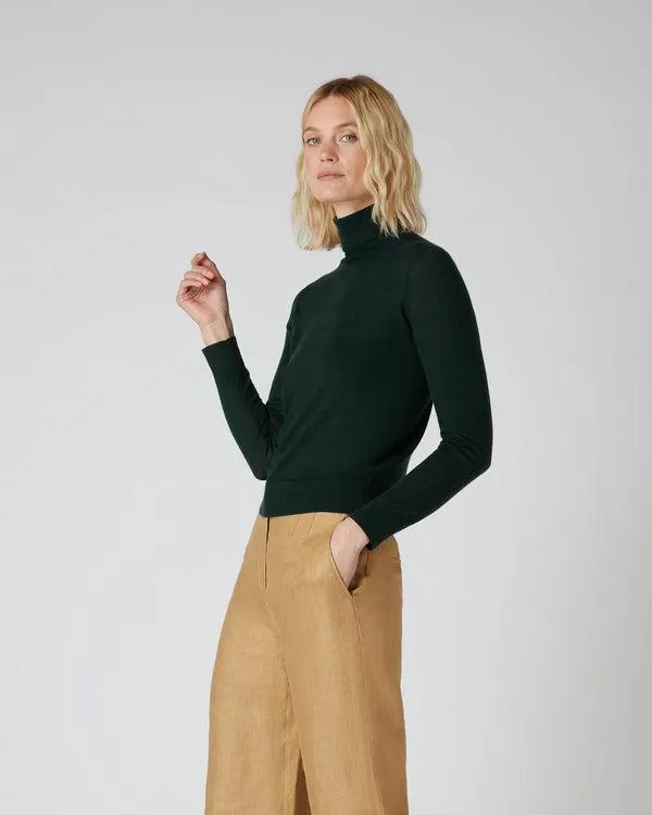 Women Women039s Superfine Turtle Neck Cashmere SweaterIn Midnight Green Midnight Green NPeal Turtle Necks