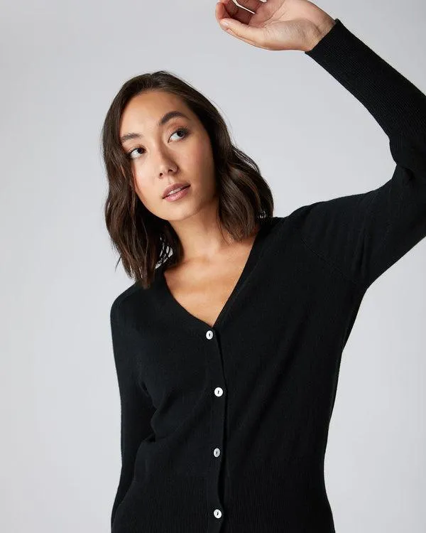 Women Women039s V Necked Cashmere CardiganIn Black Black NPeal Cardigans