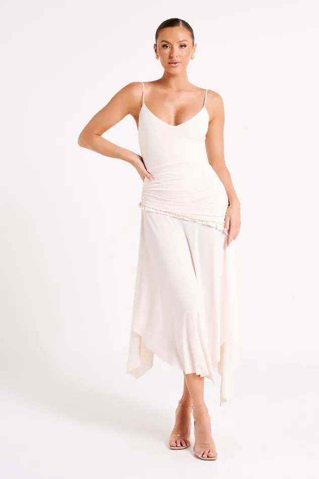 Women Yesenia Midi Dress 8211 Sand Sand Meshki Midi Dresses