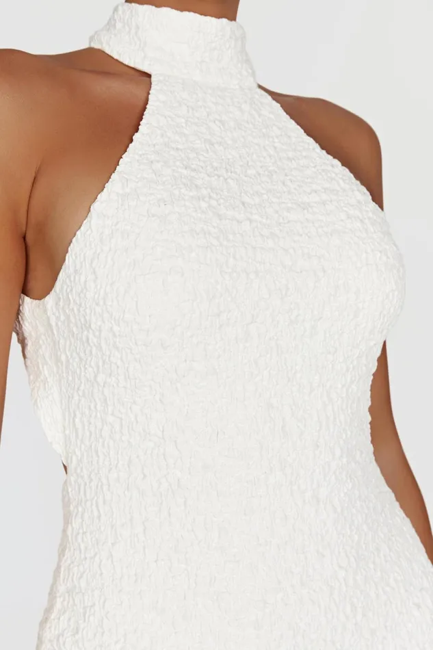 Women Yuki Textured Halter Mini Dress 8211 White White Meshki Mini Dresses