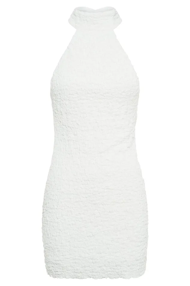 Women Yuki Textured Halter Mini Dress 8211 White White Meshki Mini Dresses