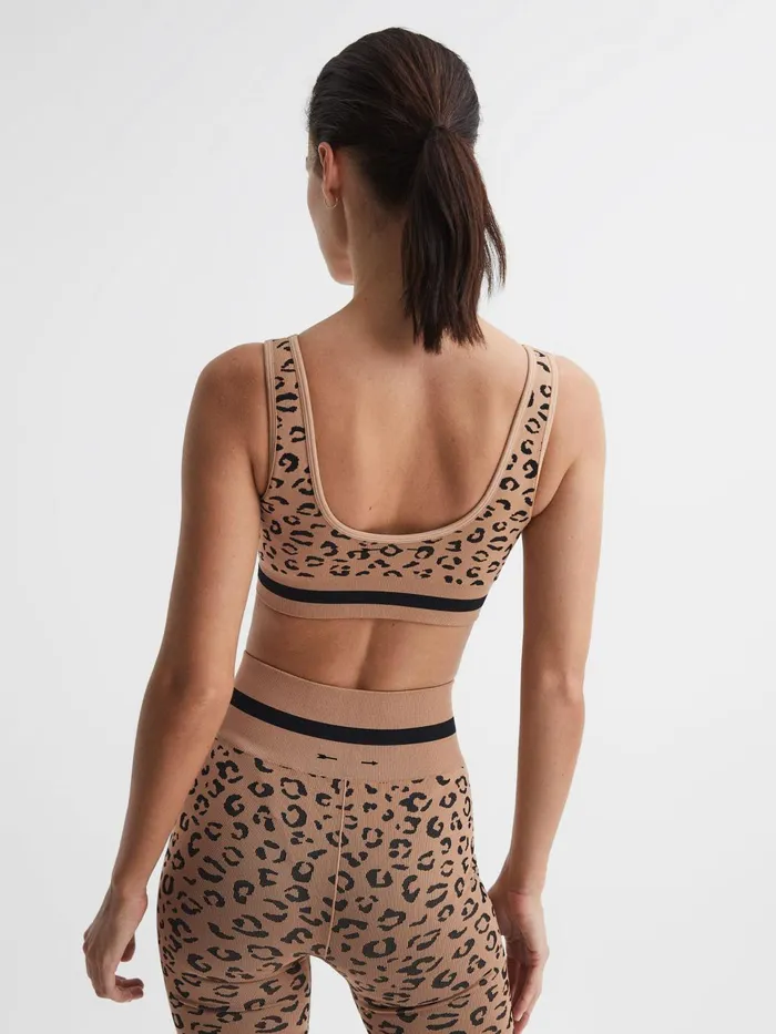 Women Zanzi Daisy The Upside Leopard Print Sports Bra Tan Reiss Socks and Underwear
