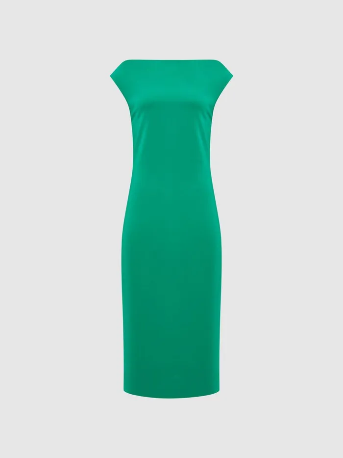 Women Zaria OffShoulder Bodycon Midi Dress Green Reiss Dresses