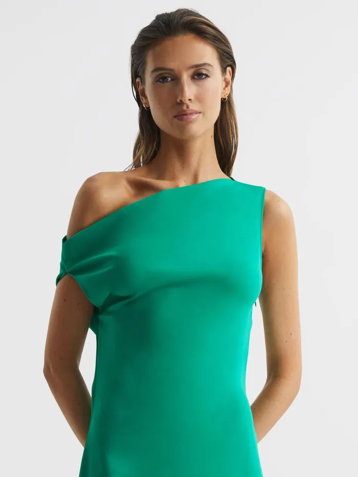 Women Zaria OffShoulder Bodycon Midi Dress Green Reiss Dresses