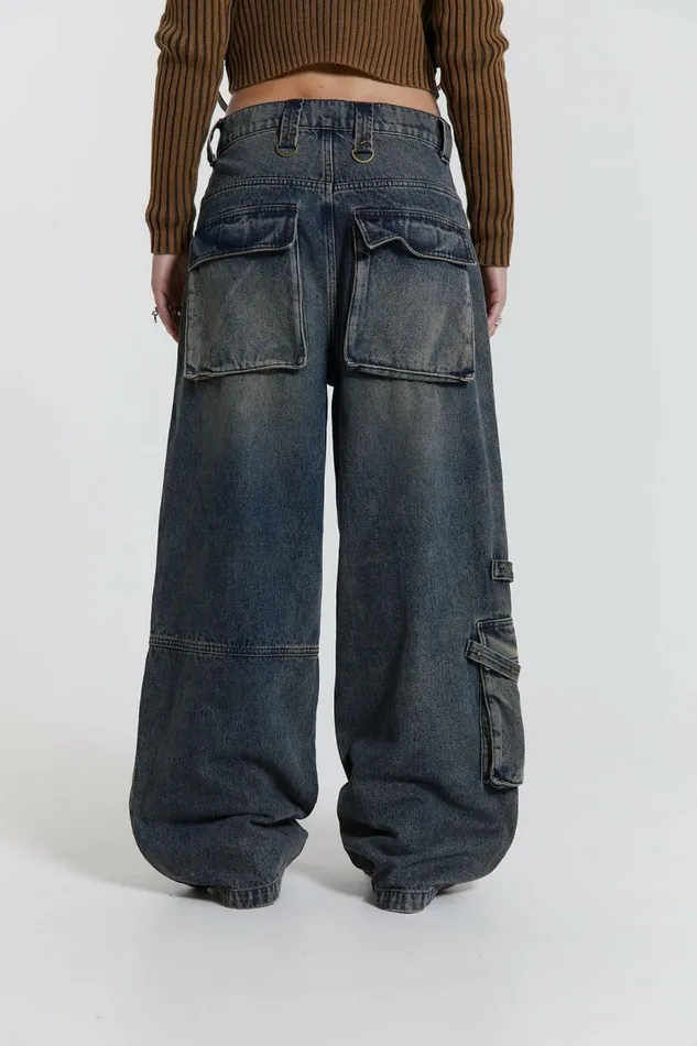 Women Zenith Double Layer Seam Colossus Baggy Jeans Blue Jaded London Jeans Women Zenith Double Layer Seam Colossus Baggy Jeans Blue Jaded London Jeans