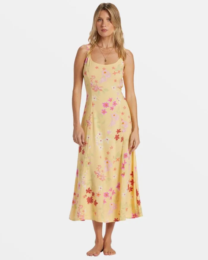 Womens 90039s Calling Midi Dress Pale Yellow Billabong Dresses Womens 90039s Calling Midi Dress Pale Yellow Billabong Dresses