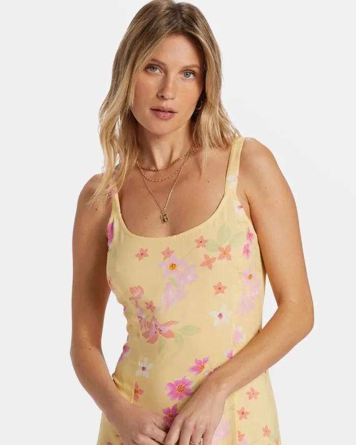 Womens 90039s Calling Midi Dress Pale Yellow Billabong Dresses Womens 90039s Calling Midi Dress Pale Yellow Billabong Dresses