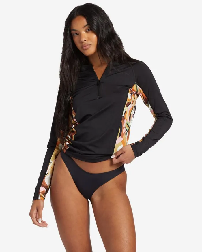 Womens Core Long Sleeve 12 Zip Surf Tee Black Billabong Rashguards and Bodysuits