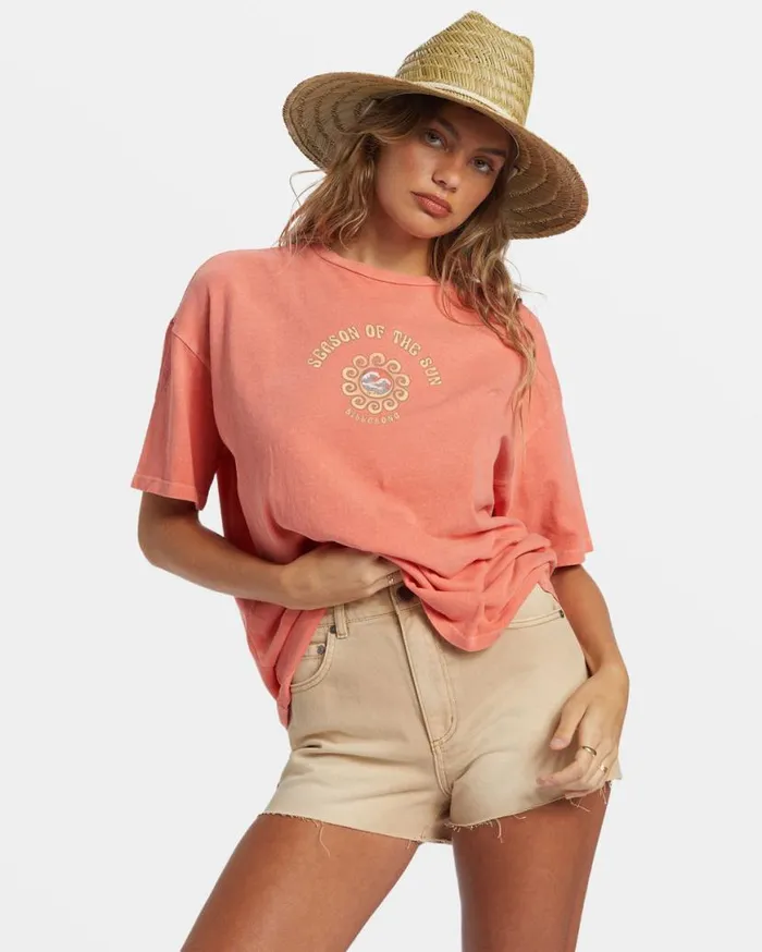 Womens Its The Season TShirt Papaya Billabong Graphic Tees and Tanks